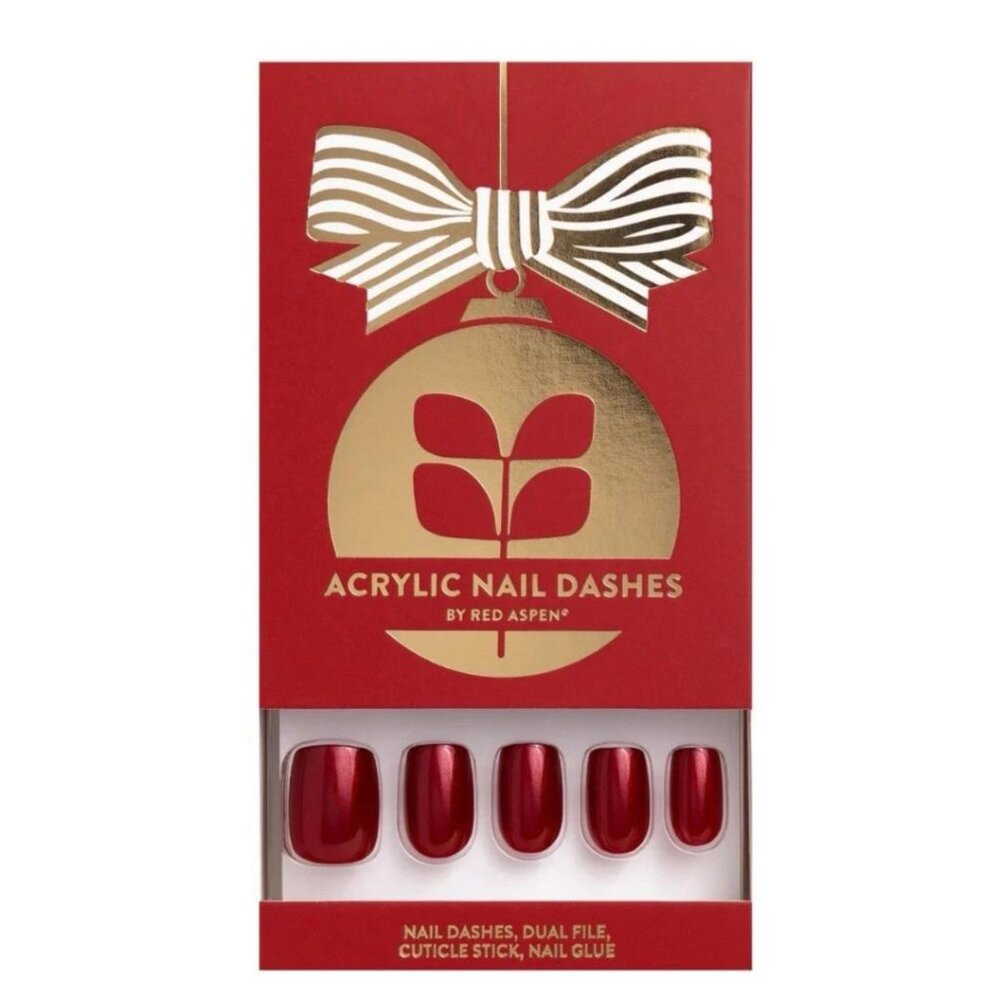 Red Aspen Short Squoval Acrylic Red Glazed Christmas Cozy Cheree Berry